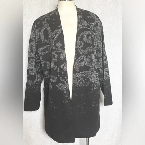 Chicos black and silver open cardigan/jacket - Picture 1 of 5
